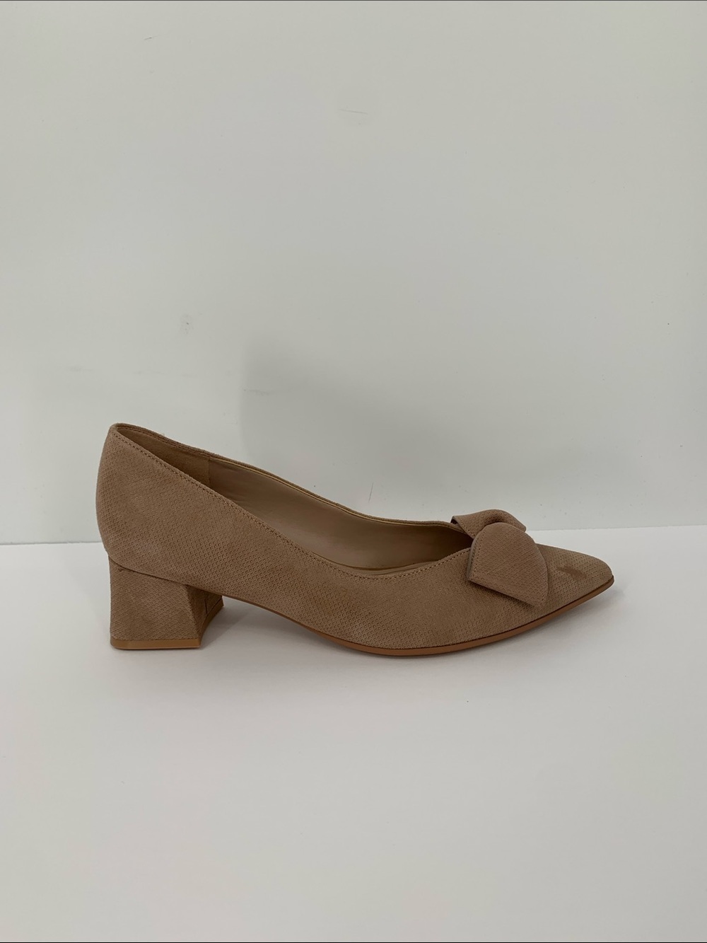 Naturalizer Mavis pump shoe taupe tan suede block heel comfort leather 8 WIDE 8W
